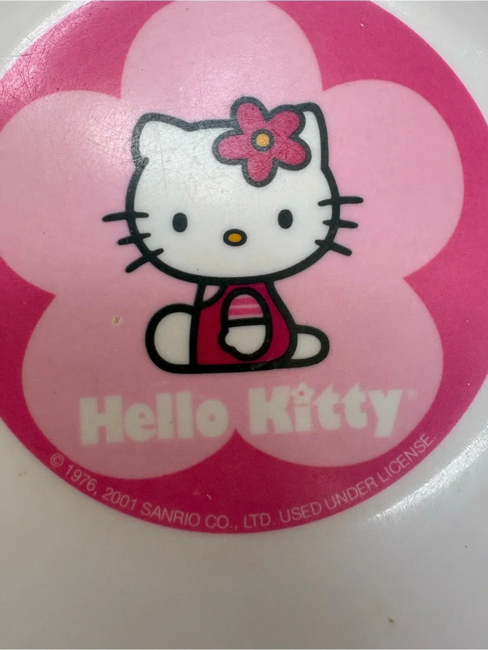 Vintage 2001 Hello Kitty Pink Checkered Kids Bowl